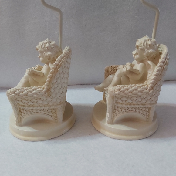 Cherub Resin Wicker Chair Tealight Holder/Lamps - Picture 9 of 15